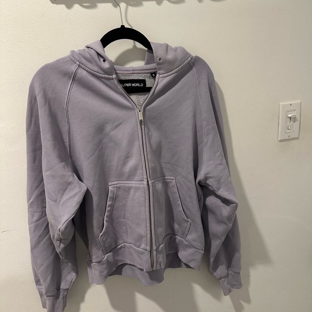 Aritzia Superworld Purple Zip-Up Hoodie
